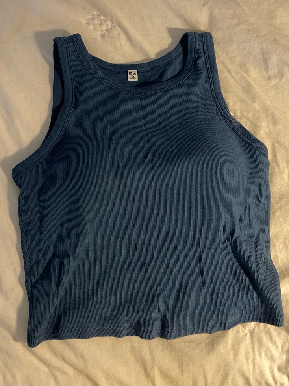 Uniqlo Navy Ribbed Cropped Tank Top
